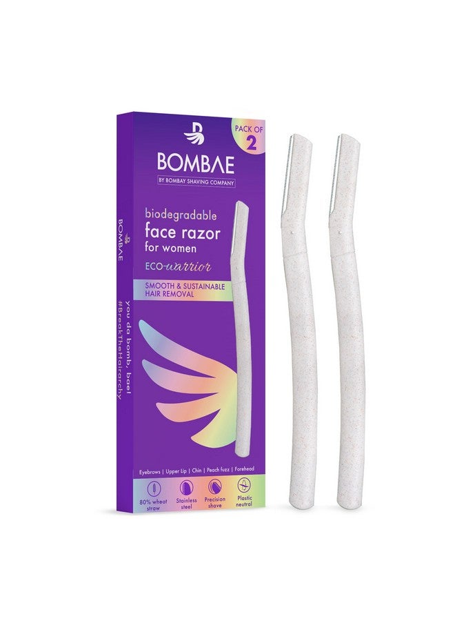 BOMBAE Reusable & Biodegradable Face & Eyebrow Razors For Women - 2 | Instant Glow & Painless Hair Removal | For Eyebrows, Upper Lip, Chin, Peach Fuzz, Forehead, Unibrow, Sideburns | Dermaplaning Tool | Korean Skincare| Safe For All Skin Types - Image 1