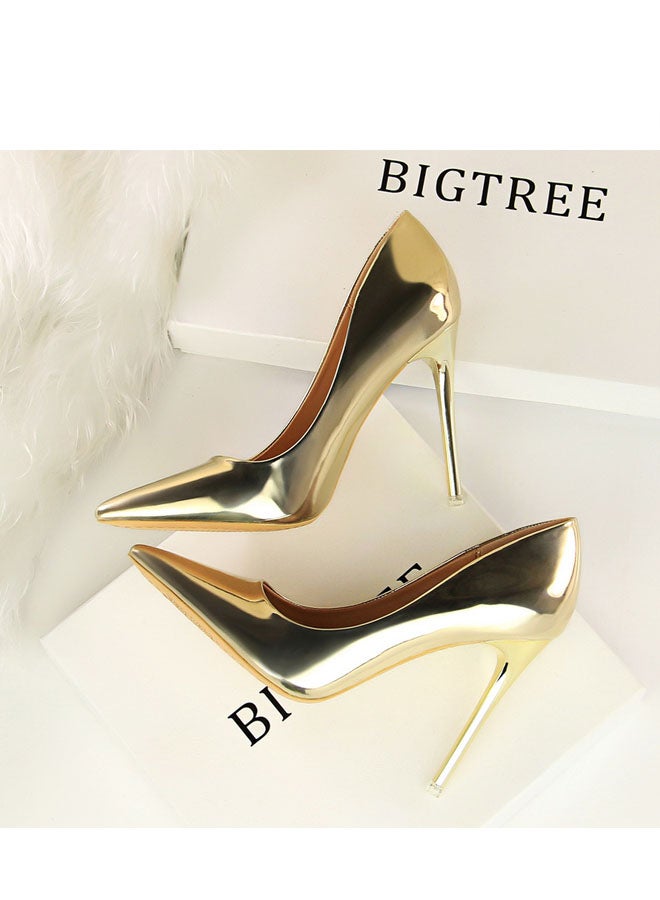 BIGTREE 2024 New Design Metallic heels Shoe Women Pointed Toes High Heel Shoes 10.5cm - Image 3