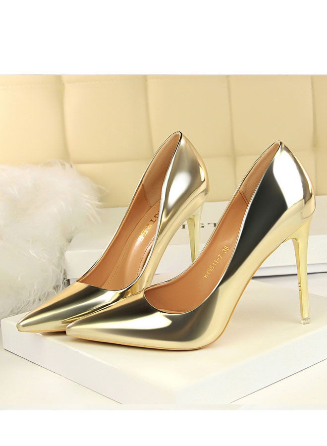 BIGTREE 2024 New Design Metallic heels Shoe Women Pointed Toes High Heel Shoes 10.5cm - Image 2
