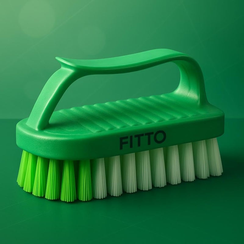 FITTO Clothes Cleaning Brush – Durable Reusable Laundry Brush with Comfortable Plastic Handle, Medium Size, Green Color for Clothes, Shoes, and Household Cleaning - Image 3