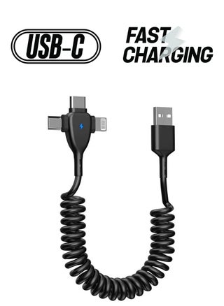 3 in 1 Coiled Lightning Cable for Car Coil iPhone Charger Cable, USB Cable Fast Charger Compatible with Lightning Type-C Micro USB for iPhone 16 14 13 12 11 XS XR X 8 7 Support iOS Android Tablets PC - pzsku/Z38A71712BF9038F1BBF6Z/45/_/1738266660/c9bac998-a63b-42b4-8862-3c280bc350ab