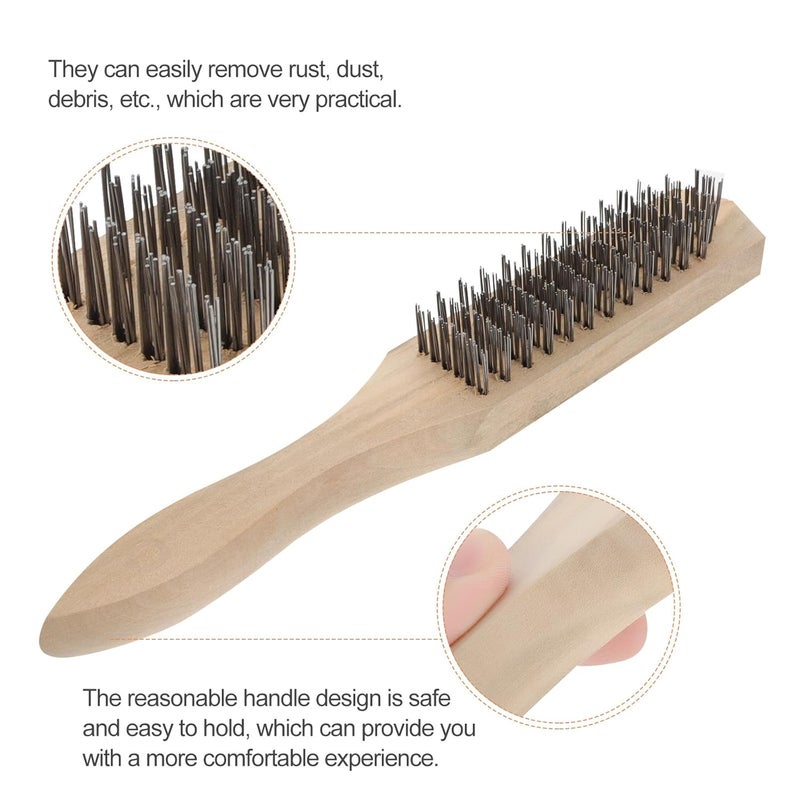 5Pcs Industrial Wire Brushes with Wooden Handles for Rust Removal Surface Prep and Cleaning - Image 3