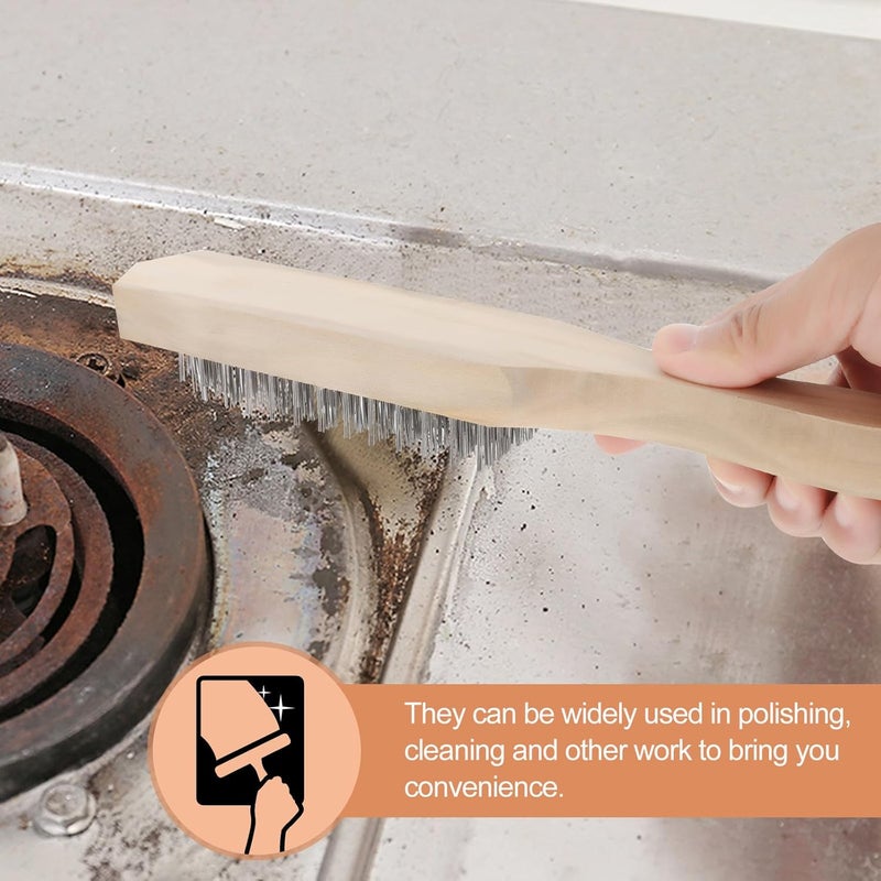 5Pcs Industrial Wire Brushes with Wooden Handles for Rust Removal Surface Prep and Cleaning - Image 4