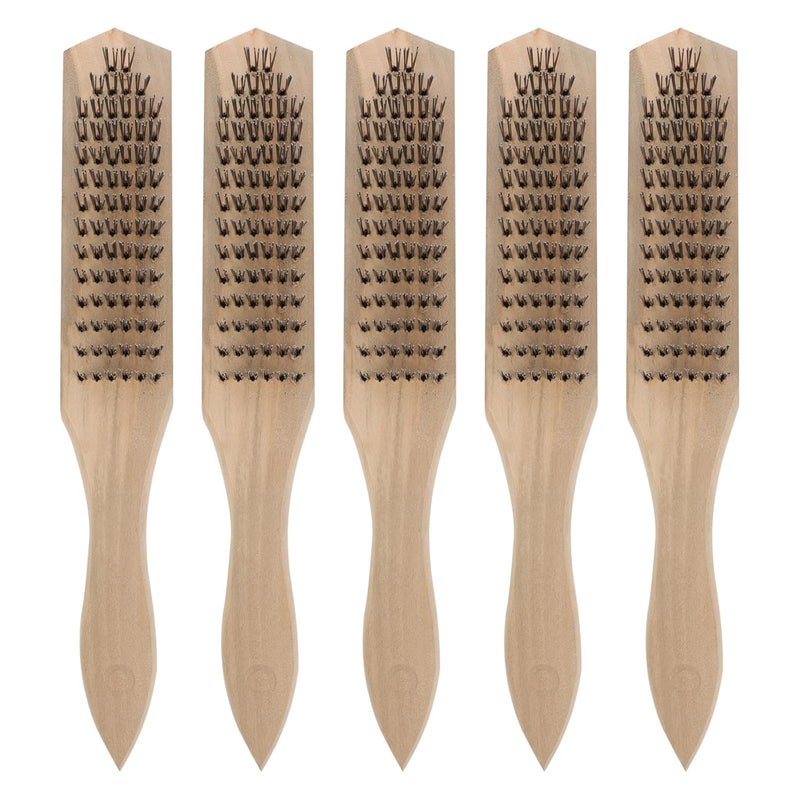 5Pcs Industrial Wire Brushes with Wooden Handles for Rust Removal Surface Prep and Cleaning - Image 2