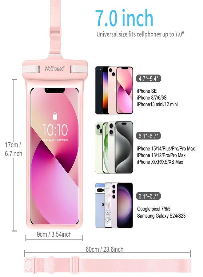 wellhouse Waterproof Phone Pouch, Waterproof Phone Case for iPhone 16 15 14 13 12 Pro Max XS Samsung, IPX8 3D Cellphone Dry Bag Beach Essentials (2 Pack - Blue & Pink7.0, 7 inch) - Image 5