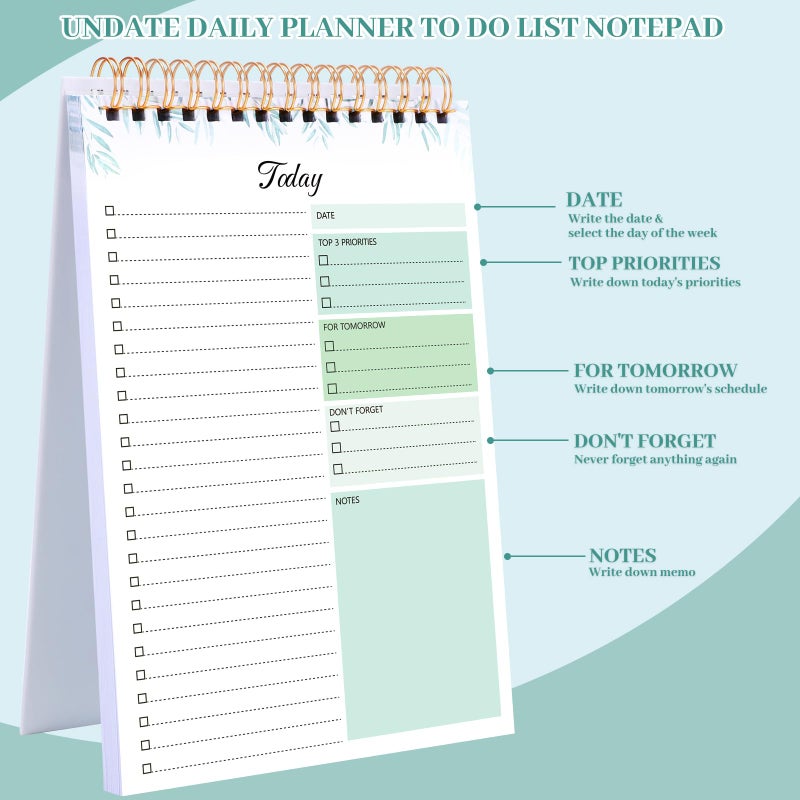 Thboxes 2 Packs To Do List Notepad, 104 Pages To Do List Notebook A5 Undated Daily Planner Notepad with Task Checklist Home Office School Supplies - Image 3