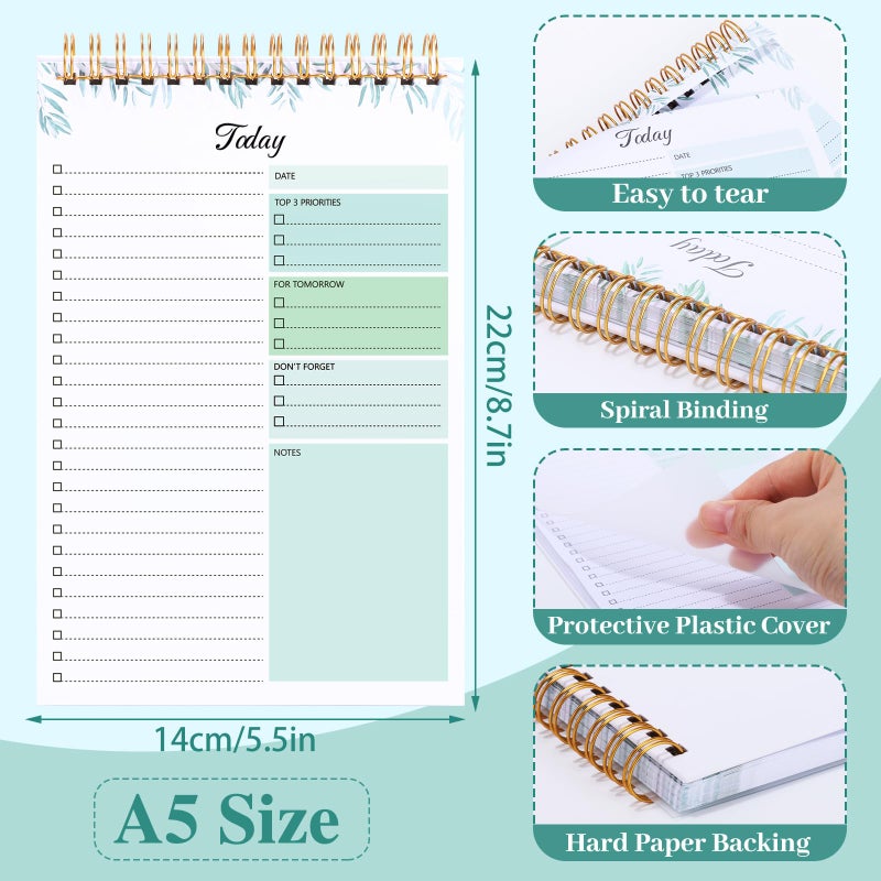 Thboxes 2 Packs To Do List Notepad, 104 Pages To Do List Notebook A5 Undated Daily Planner Notepad with Task Checklist Home Office School Supplies - Image 2