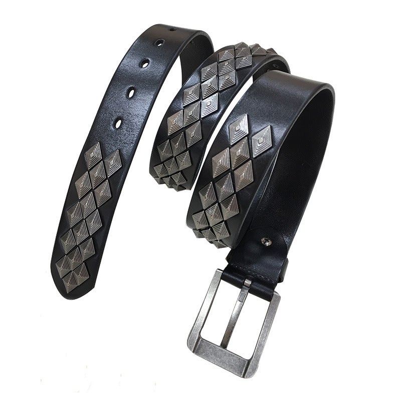 New personalized men''s and women''s neutral casual jeans rivet Joker leather belt alloy accessories belt wholesale - Image 5