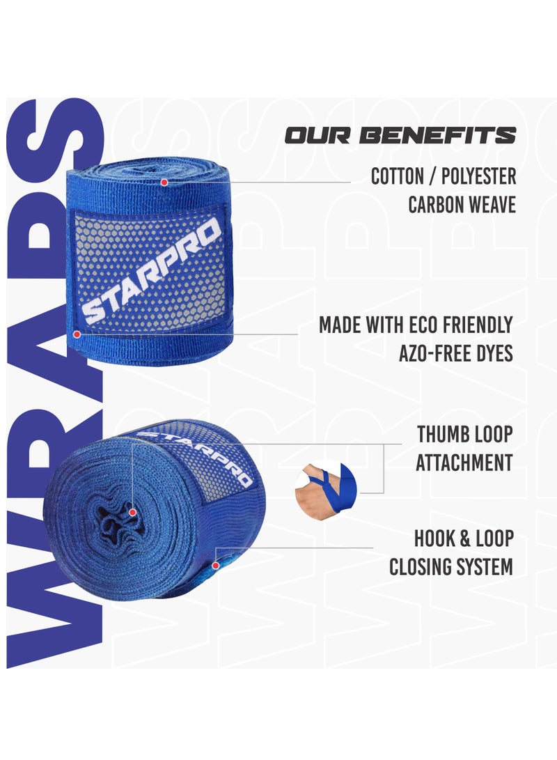 Starpro Boxing Hand Wraps Carbon Woven Cotton Bandages 2.55m 3.5m 4.5m Boxing Wraps For Men Women Kids for Training Sparring Fitness & Martial Arts - Image 3