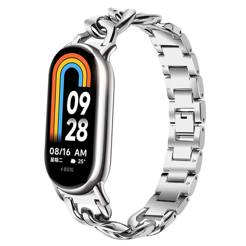 إيروريكس سوار ساعة شاومي الذكي 10 / 9 / 8 بسلسلة من الدنيم من الفولاذ المقاوم للصدأ (فضي) - Image 1