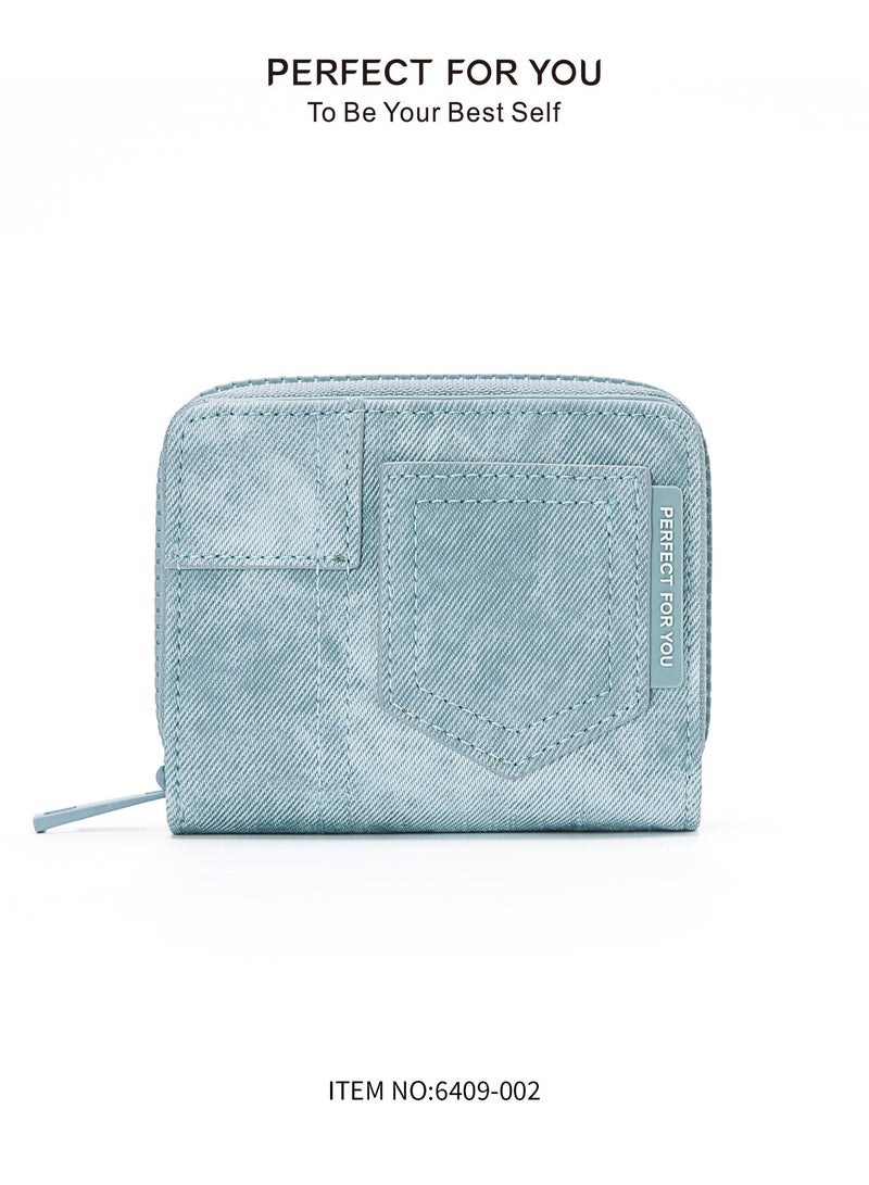 xozgdovg Multi-card bag short premium sense coin purse navy color 