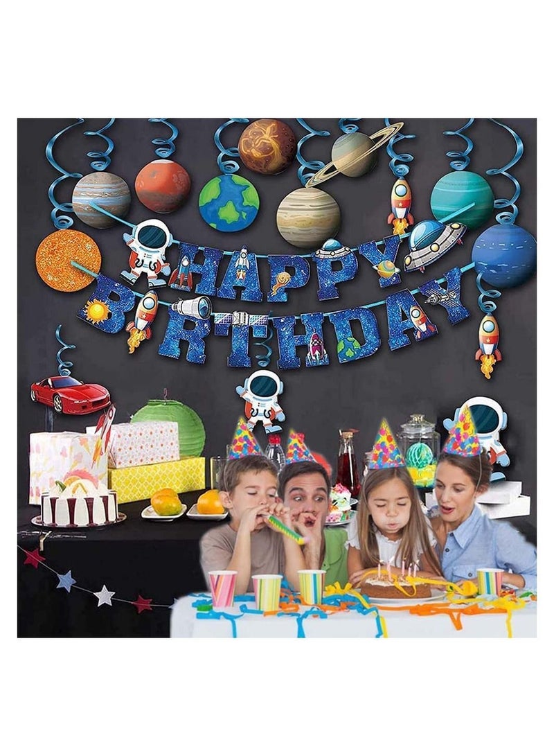NIBEMINENT Outer Space Birthday Party Decoration Set Balloons Banner Supplies Astronaut Ship for Boys Men Kids Happy Decor Suit Baby Decorations - Image 2