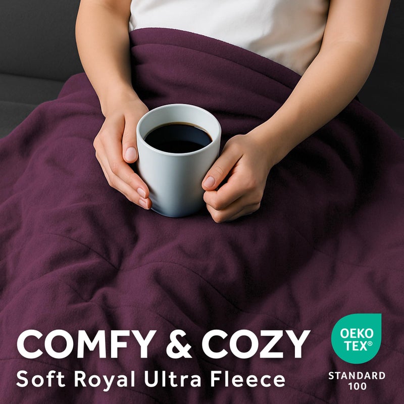 Sunbeam Royal Ultra Fleece Heated Electric Blanket Twin Size, 84" x 62", 12 Heat Settings, 12-Hour Selectable Auto Shut-Off, Fast Heating, Machine Washable, Warm and Cozy, Claret - Image 4