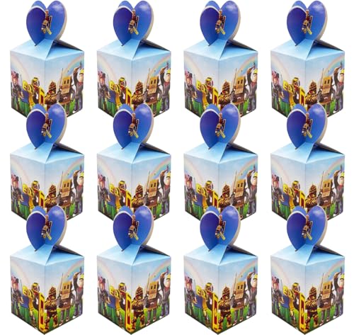 IndoTribe Pixel Game Candy Box Pack of 12, Birthday Gift Box and Party Favor Boxes for Boys Birthday Party Decorations, Gamer Party Decorations, Video Game Bday Decorations, Gift Bags Treat Boxes for Kids - Image 1