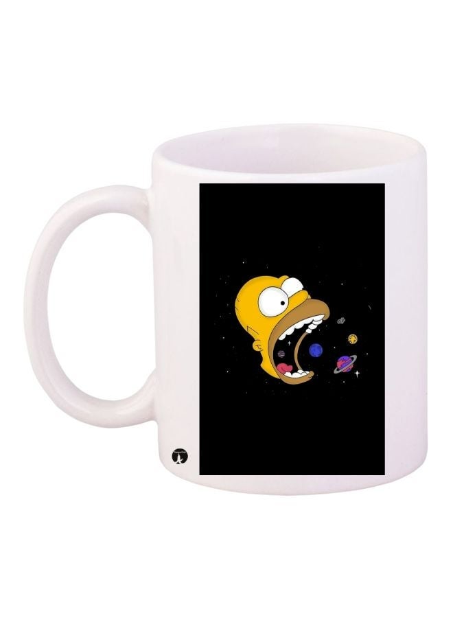 RYN Cartoon Printed Coffee Mug White/Black/Yellow 11ounce