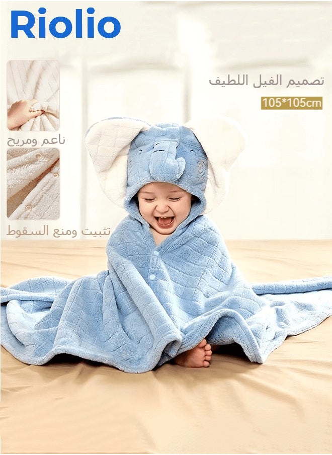 Riolio Baby Hooded Bath Towel - Luxurious Soft Care, Quick Absorption and Fast Drying, Safe Fluorescent-Free, 105x105cm, Perfect for Newborns and Toddlers  - Image 1