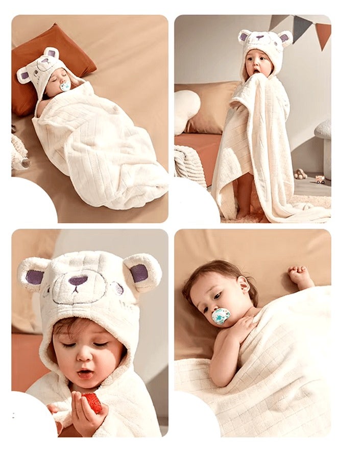 Riolio Baby Hooded Bath Towel - Luxurious Soft Care, Quick Absorption and Fast Drying, Safe Fluorescent-Free, 105x105cm, Perfect for Newborns and Toddlers  - Image 2
