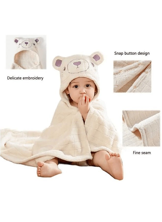 Riolio Baby Hooded Bath Towel - Luxurious Soft Care, Quick Absorption and Fast Drying, Safe Fluorescent-Free, 105x105cm, Perfect for Newborns and Toddlers  - Image 3