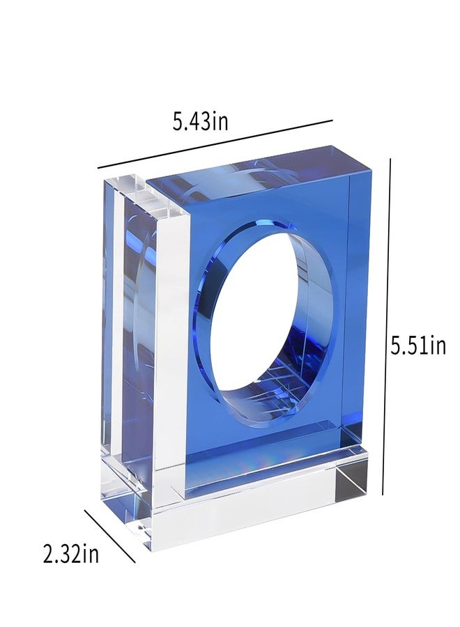 Kitcom Handmade Crystal Bookends Square, 1 Pair of Decorative Tabletop Bookends for Office, Home, Desk,Sky Blue - Image 2