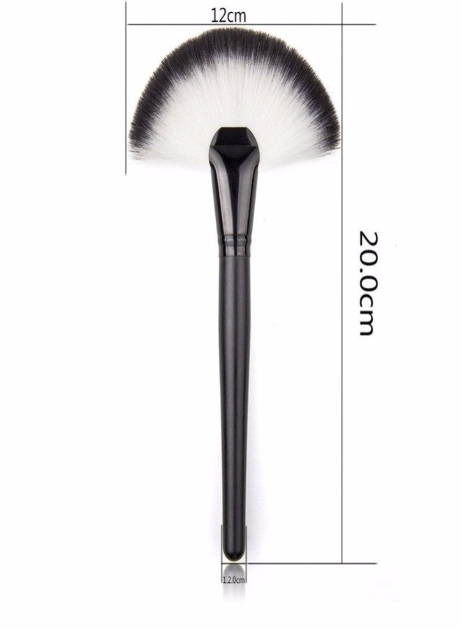 Gugzy® Professional Makeup Brush Blush/Powder Sector Makeup Brush Soft Fan Brush Foundation Brushes Make Up Tool (Large, BlackBlackWhiteHair)