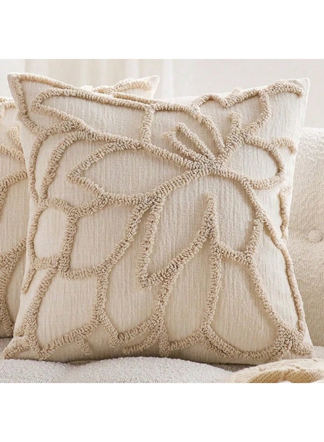 غطاء وسادة قطعه واحده بألوان حيادية أنيقة تناسب الديكور العصري والبوهيمي مصنوعه من قماش ناعم بملمس مريح قطعه واحده مقاس  45*45 - Image 1