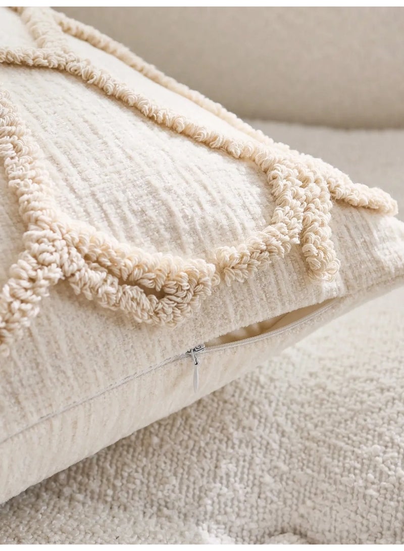 غطاء وسادة قطعه واحده بألوان حيادية أنيقة تناسب الديكور العصري والبوهيمي مصنوعه من قماش ناعم بملمس مريح قطعه واحده مقاس  45*45 - Image 2