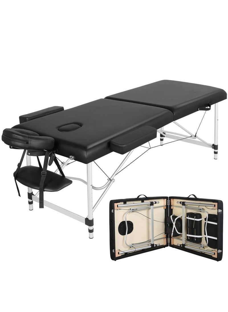 Yaheetech Yaheetech Massage Tables Portable Massage Bed Aluminium Height Adjustable Facial Salon Tattoo Bed with NonWoven Bag 28 inch Width Black 