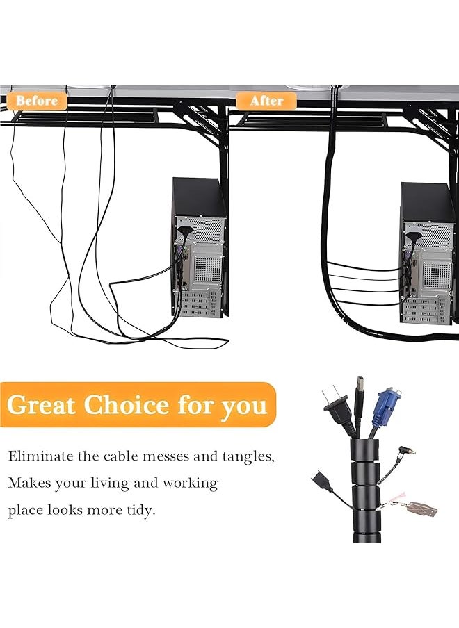 X spring Spiral Wrap Cable 5M Cuttable Flexible Cable Tidy Tube Anti Bite Cable Organizer Network Cable Protection Cover Cord Protector Cable Organizer For Office Computer Tv Cinema  - Image 3