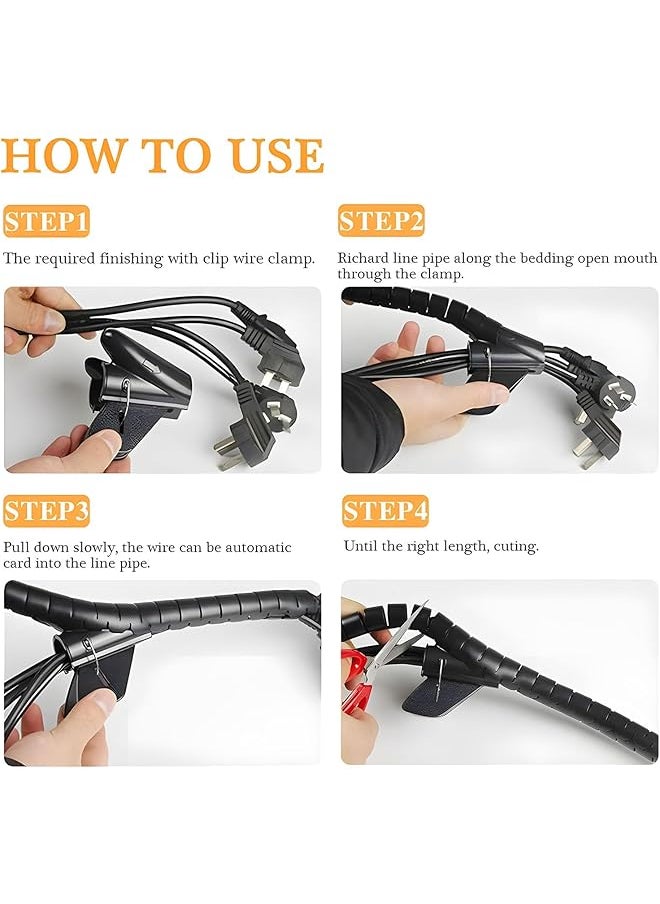 X spring Spiral Wrap Cable 5M Cuttable Flexible Cable Tidy Tube Anti Bite Cable Organizer Network Cable Protection Cover Cord Protector Cable Organizer For Office Computer Tv Cinema  - Image 4