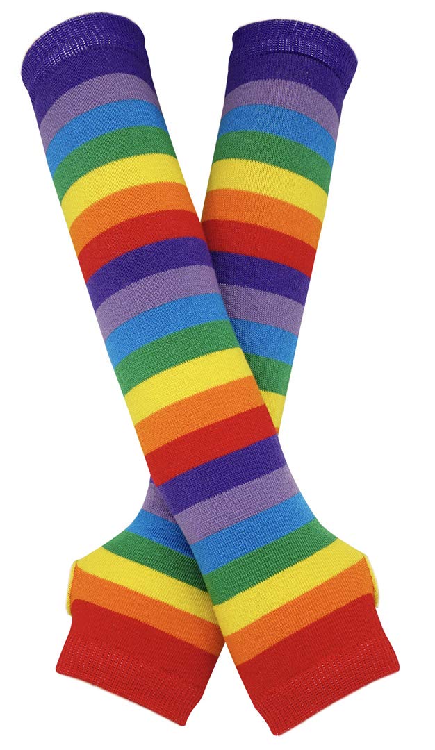 Bienvenu Punk Gothic Rock Long Arm Warmer Fingerless Gloves, Rainbow Color - Image 1