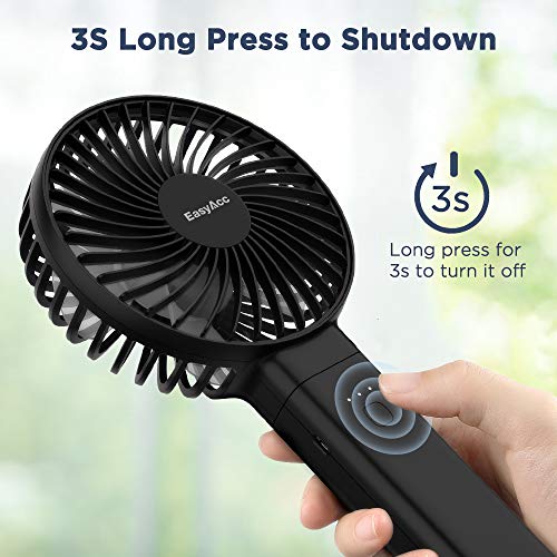 EasyAcc Handheld Fan, 2023 4th New 5000 Battery Operated Desk Fan [ 4 Speed 20 Hours Quiet Powerful Hand Fan ] Power Indicator/One Touch Power Off Foldable Personal Fan for Travel Office Outdoor - Image 4