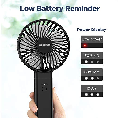 EasyAcc Handheld Fan, 2023 4th New 5000 Battery Operated Desk Fan [ 4 Speed 20 Hours Quiet Powerful Hand Fan ] Power Indicator/One Touch Power Off Foldable Personal Fan for Travel Office Outdoor - Image 3