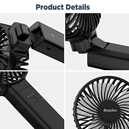 EasyAcc Handheld Fan, 2023 4th New 5000 Battery Operated Desk Fan [ 4 Speed 20 Hours Quiet Powerful Hand Fan ] Power Indicator/One Touch Power Off Foldable Personal Fan for Travel Office Outdoor - Image 5