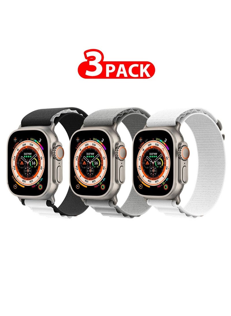 CATANES - 3 Pack For Apple Watch Band 49mm 45mm 44mm 42mm Alpine Loop Band Women Men Adjustable with Metal G-Hook Strap for iWatch Ultra Series SE 8/7/6/5/4/3/2/1 Multicolour - Image 1