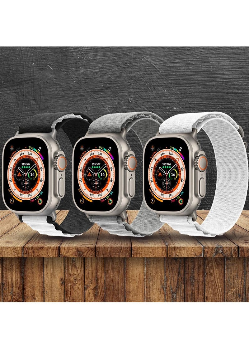 CATANES - 3 Pack For Apple Watch Band 49mm 45mm 44mm 42mm Alpine Loop Band Women Men Adjustable with Metal G-Hook Strap for iWatch Ultra Series SE 8/7/6/5/4/3/2/1 Multicolour - Image 1