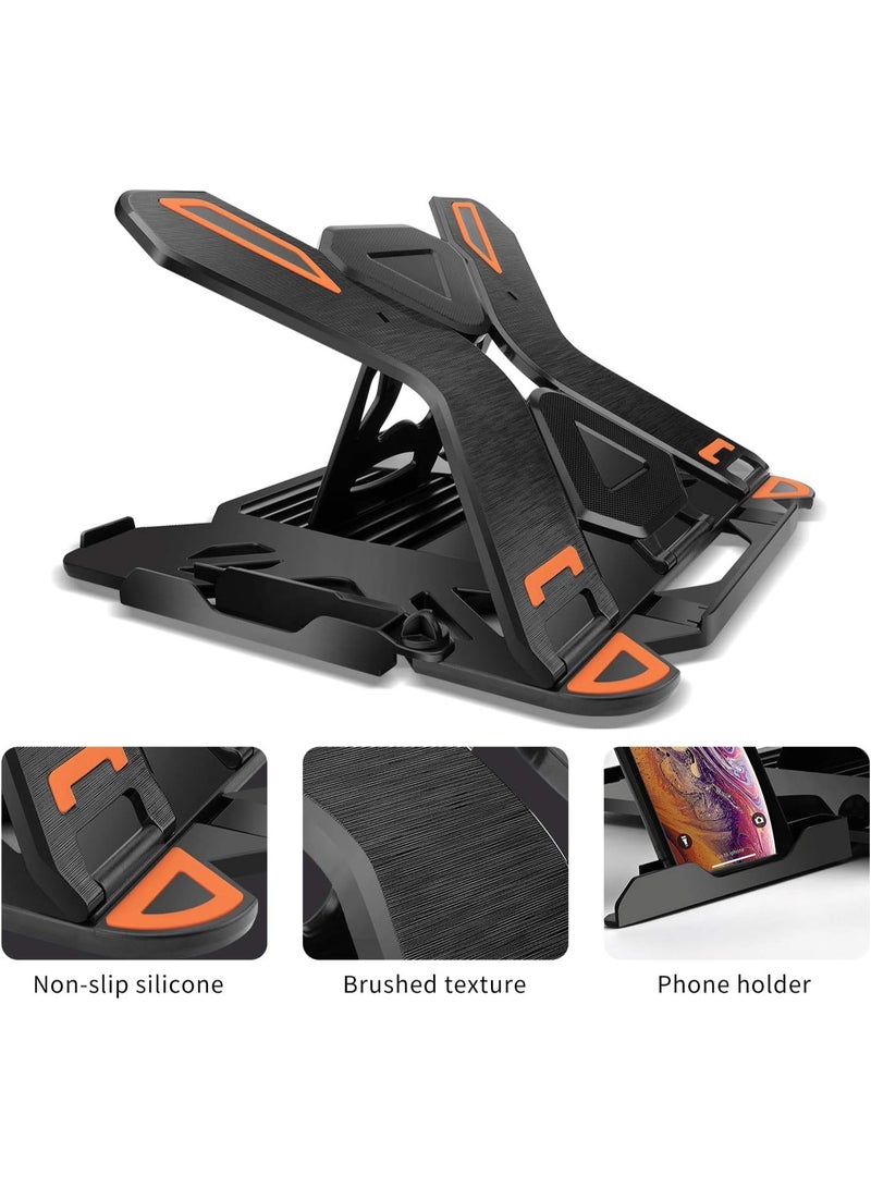 Adjustable Laptop Stand for Desk with Phone Holder & 360° Rotation - Foldable Portable Stand for 10-17" Laptops, MacBook Pro 16", Gaming Laptops, Tablets | Heavy-Duty & Ventilated Design - Image 2