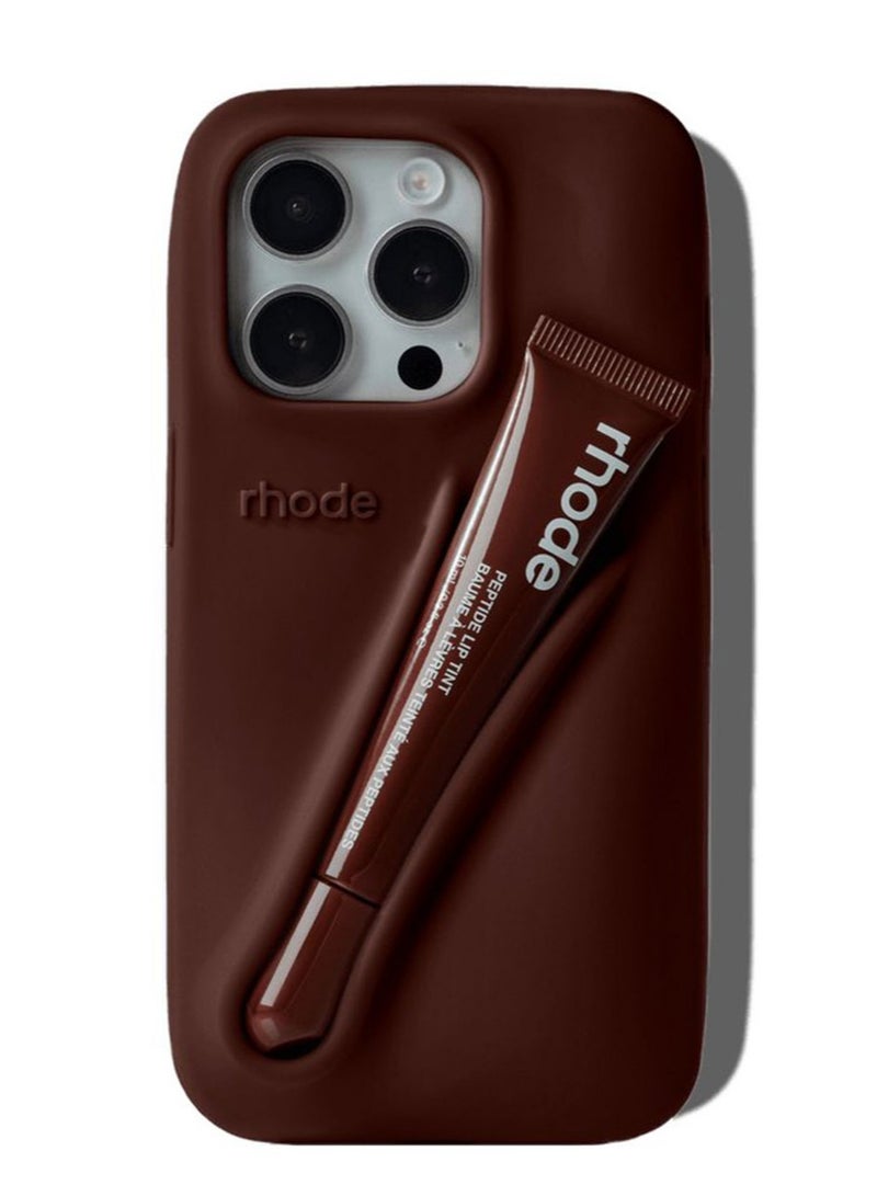 Rhode iPhone 16 Pro Max Case with Lip Gloss ,Mobile phone case Lipstick Set (Espresso), Shockproof, scratch-resistant, portable, Rhode Applicable to iPhone 16 Pro Max - Image 3