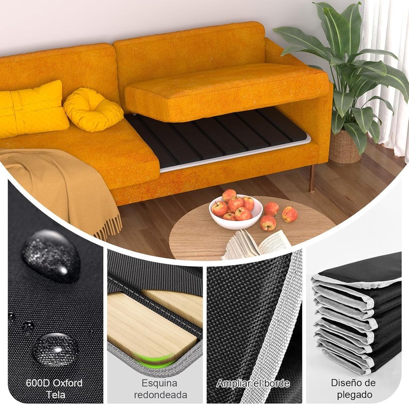 VERONLY Sofa Support Cushion for Sagging Seat, 167.5 x 43 cm, Foldable Sofa Saver Cushion, Support Board with Oxford Surface, Wooden Support Boards for Most 3-Seater Sofas (Black) - Image 3