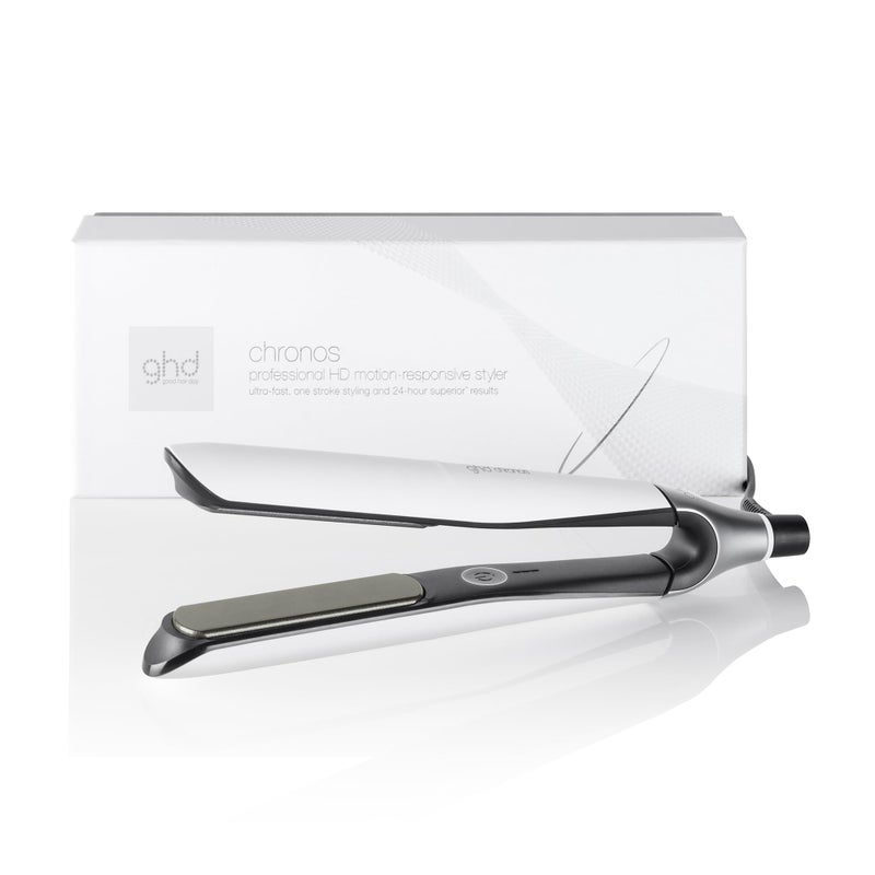 GHD Chronos Styler - 1 "" Hair reustener 3x أسرع HD مستجيب للحركة لنتائج واحدة من السكتة الدماغية عالية الدقة التي تستمر 24 ساعة 85 ٪ أكثر تألق 2x أقل تجعد لا توجد أضرار بالحرارة - أبيض - Image 1