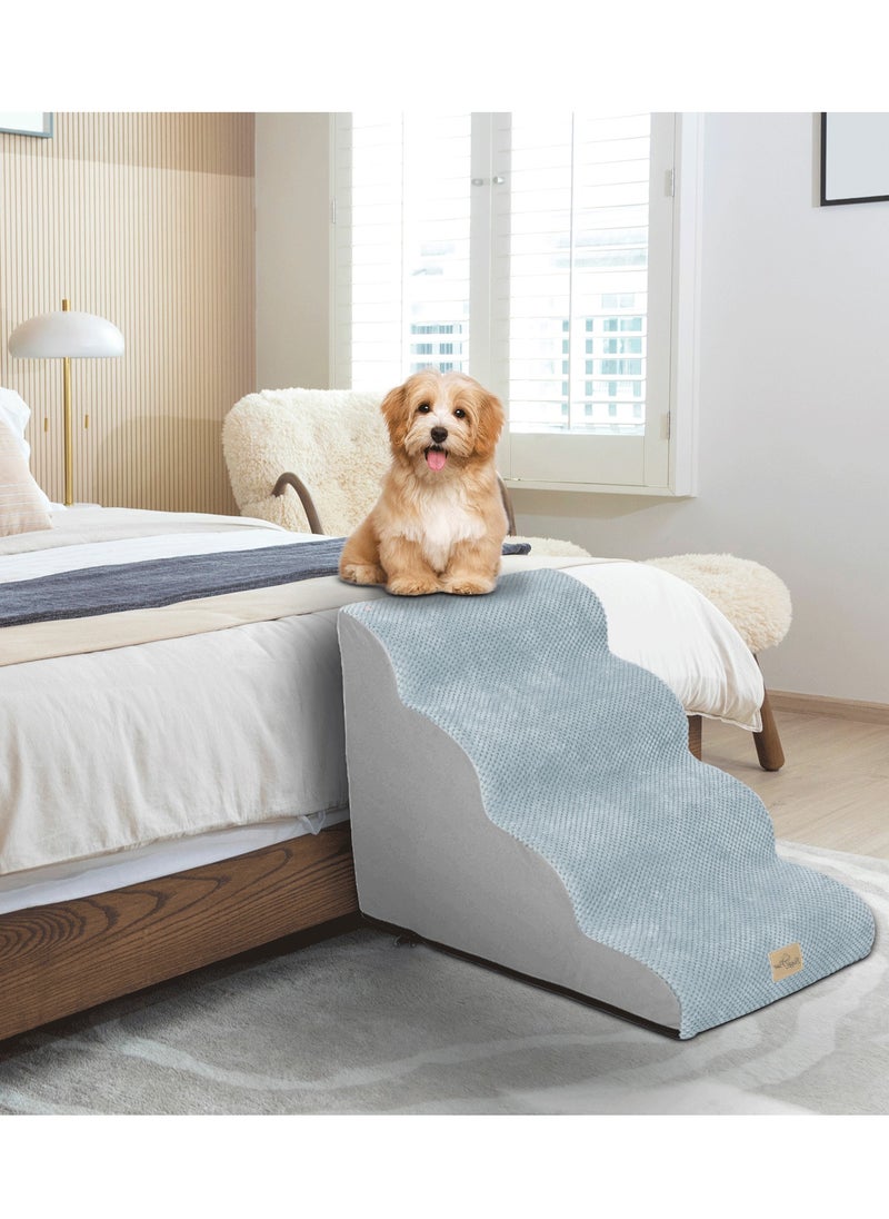 WISFOR Non-Slip Pet Ramp Stairs: Dog Stairs 50cm Height Dog Ramp for Bed and Couches Pet Dog Steps 4 Tiers Training Stairs Grey 4 Steps Dog Ramp Stairs Removable and Washable  - Image 4