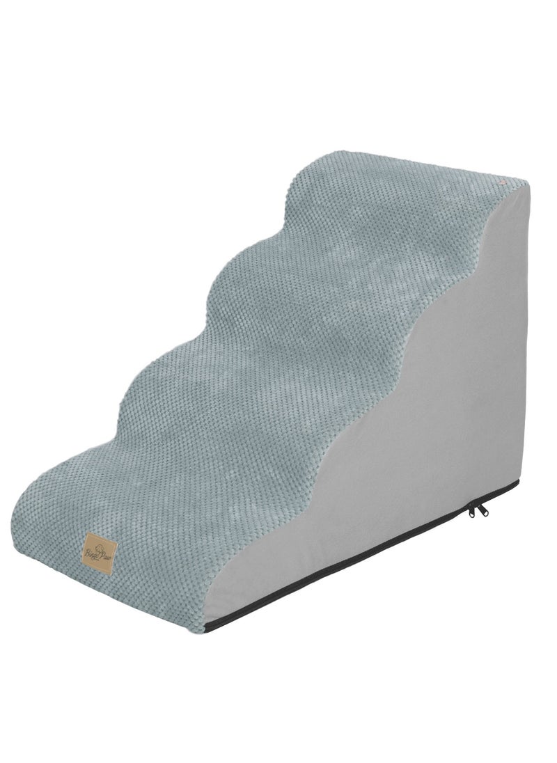 WISFOR Non-Slip Pet Ramp Stairs: Dog Stairs 50cm Height Dog Ramp for Bed and Couches Pet Dog Steps 4 Tiers Training Stairs Grey 4 Steps Dog Ramp Stairs Removable and Washable  - Image 1