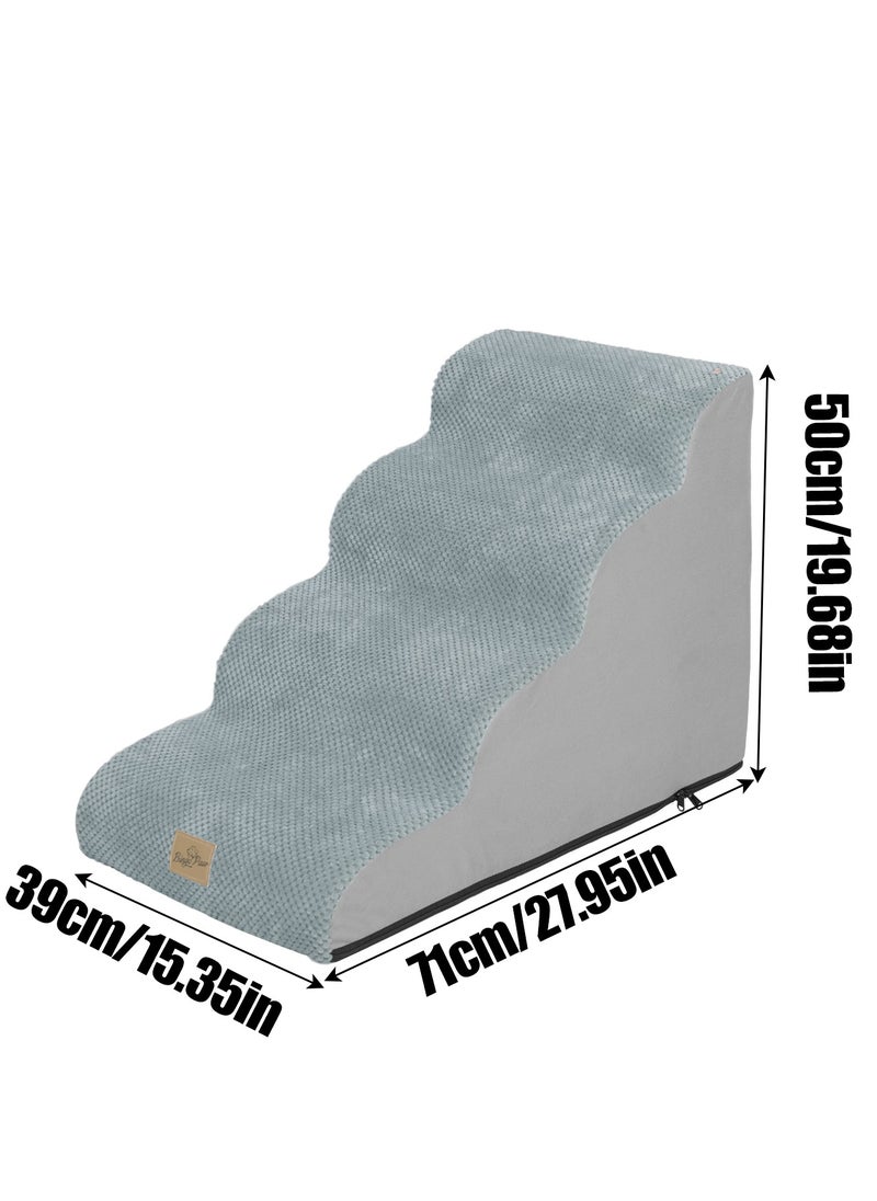 WISFOR Non-Slip Pet Ramp Stairs: Dog Stairs 50cm Height Dog Ramp for Bed and Couches Pet Dog Steps 4 Tiers Training Stairs Grey 4 Steps Dog Ramp Stairs Removable and Washable  - Image 2