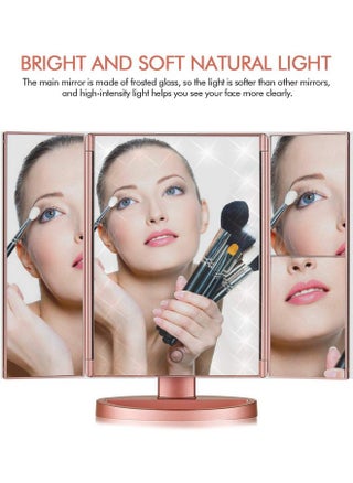 Infitrans 3 Folds Lighted Vanity Makeup Mirror,1X/2X/3X Magnification, 21 LED Light Bright Table Mirror with Touch Screen,180 Adjustable Rotation,Portable Travel Cosmetic Mirror - pzsku/Z38A7D4605D2512BDC464Z/45/1748088075/b48bb1cf-b61f-4f40-a00e-51203d1c566b