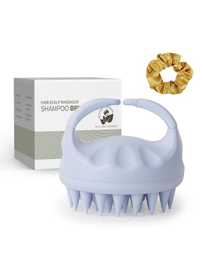 Sndyi Scalp Massager Shampoo Brush Scalp Scrubber with Soft Silicone Bristles Scalp Exfoliator for Dandruff Removal Scalp Massager for Hair Growth Wet Dry Hair Brush for Scalp Care Sky Blue - Image 1