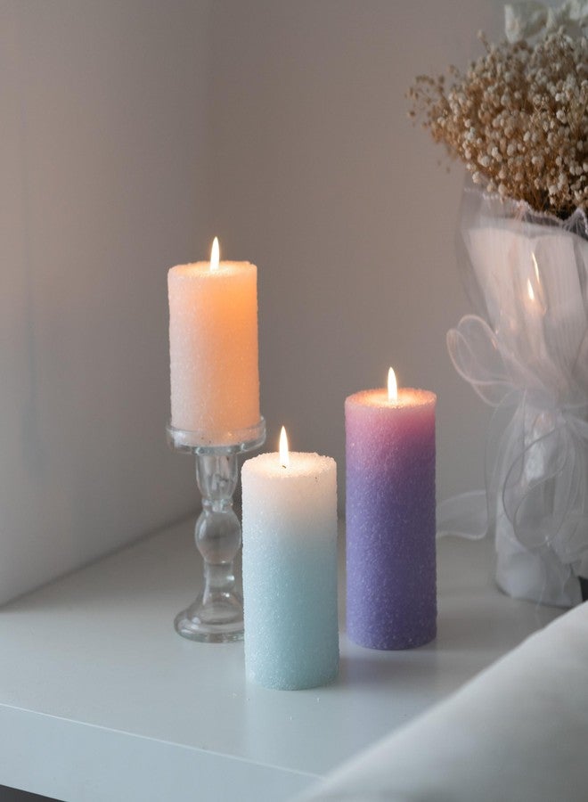 MOZEAL Hand-Poured Decorative Pillar Candles Set of 3 (3"x4" 5" 6"), Dripless, Unscented, Smokeless, Baby Blue for Baby Shower, Spring Party & Nursery Room Décor - Image 3