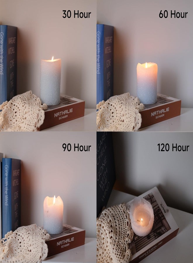 MOZEAL Hand-Poured Decorative Pillar Candles Set of 3 (3"x4" 5" 6"), Dripless, Unscented, Smokeless, Baby Blue for Baby Shower, Spring Party & Nursery Room Décor - Image 4