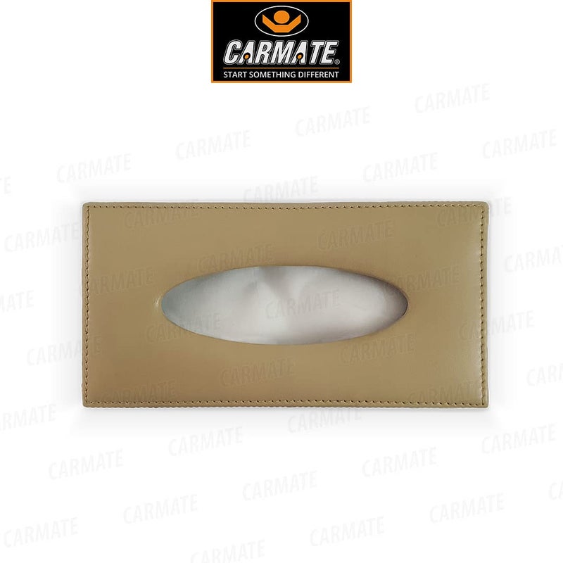 CARMATE Luxury PU Leather Tissue Paper Box Car, Home, Office, Bedroom & Bathroom - Beige - Image 2