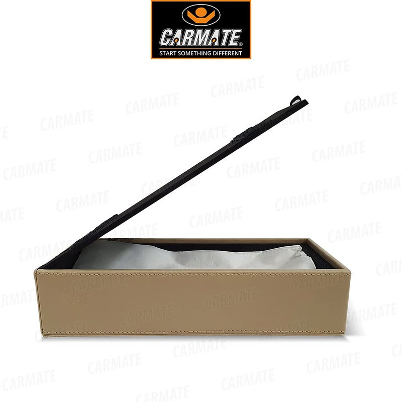 CARMATE Luxury PU Leather Tissue Paper Box Car, Home, Office, Bedroom & Bathroom - Beige - Image 3