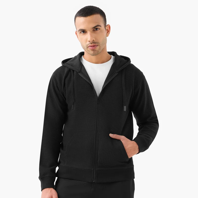 سبلاش فيڤ Men Regular Fit Waffle Textured Cotton Blend Hoodie