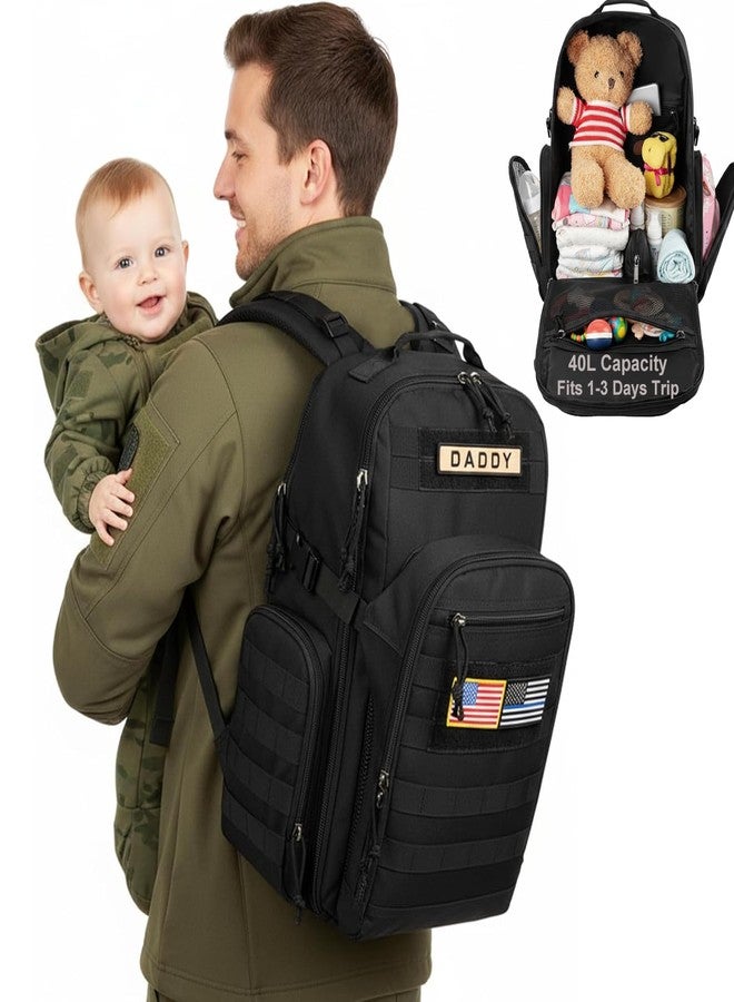 MIRACOL Diaper Bag Backpack for Dad: 40L XL Capacity Fits 1-3 Days Trip - Military Style with Daddy Patch for Active Dads - Ideal Gift for New Fathers & Husbands - Image 1